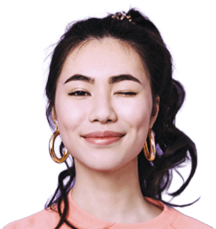 Jeune femme souriante, clin d'œil, invitant à rejoindre le Forum des Jeunes